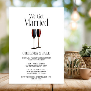 Black Red Champagne Glasses Wedding After Party Invitation