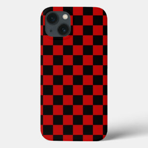 Black + Red Check Chequered Chequerboard Pattern iPhone 13 Case