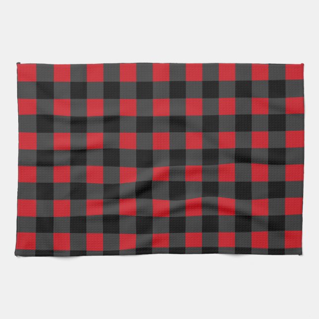 Black Red Check Kitchen Towel (Horizontal)