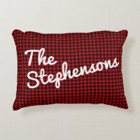 Black Red Check Plaid Personalised Name Christmas 