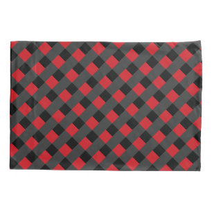 Black Red Checked Pillowcase