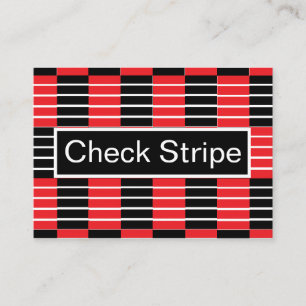 Black Red Checks and Stripes Pattern Business Card