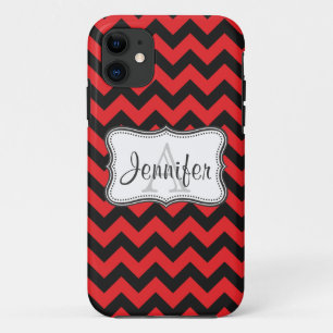 Black & Red Chevron Monogram iPhone 5 11 Case