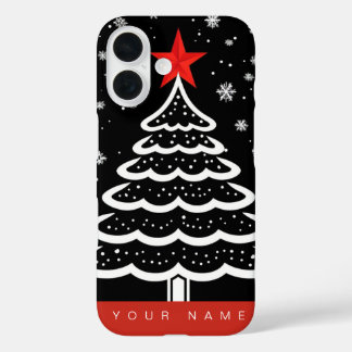 Black & Red Christmas iPhone 16 Case
