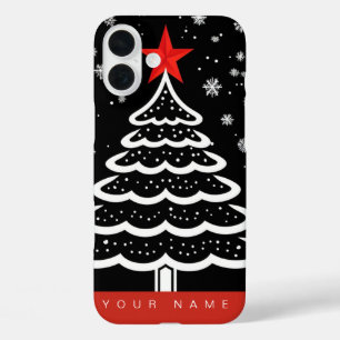 Black & Red Christmas iPhone 16 Plus Case