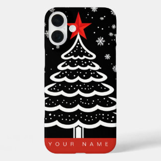 Black & Red Christmas iPhone 16 Plus Case
