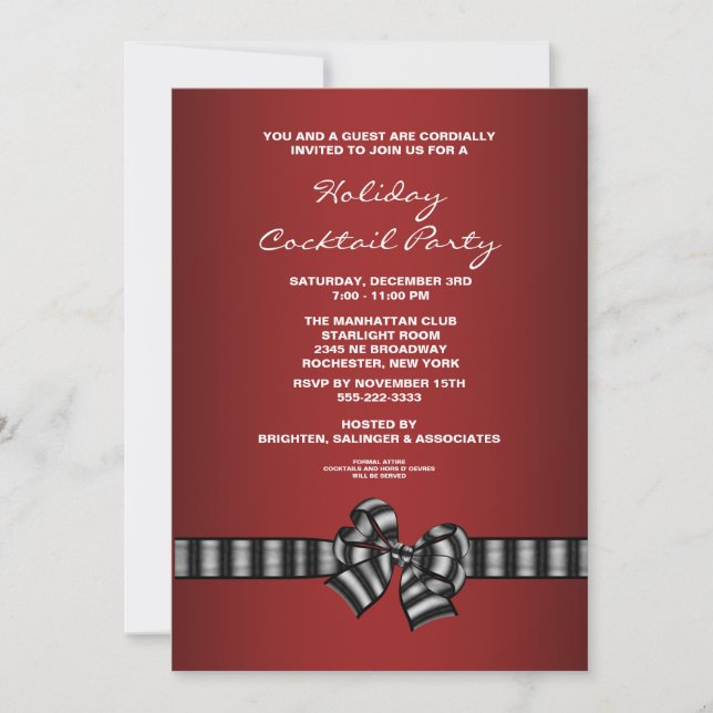 Black Red Christmas Cocktail Party Invitation (Front)