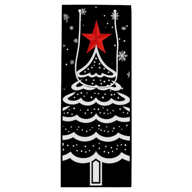 Black & Red Christmas Wine Gift Bag (Front)
