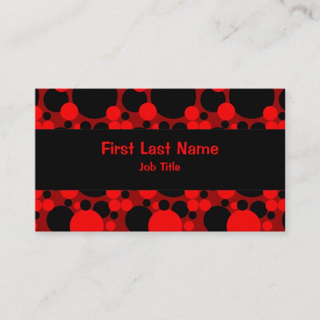 Black red circle dots custom business cards (Front)