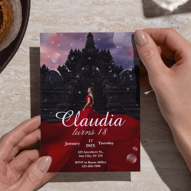 Black & Red Confetti 18th Birthday Invitation (Elegant Black & Red Confetti 18th Birthday Invitation Template - Bold & Edgy Coming of Age Design)