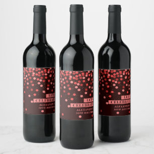 Black Red Confetti Let’s Celebrate Wine Label