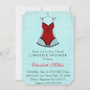 Black & Red Corset Lingerie Bridal Shower Invitation