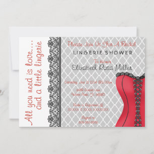 Black & Red Corset Lingerie Bridal Shower Invite