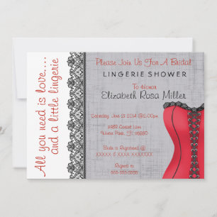 Black & Red Corset Lingerie Bridal Shower Invite