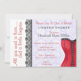 Black & Red Corset Lingerie Bridal Shower Invite