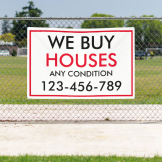 Black Red Custom We Buy Houses Real Estate Banner