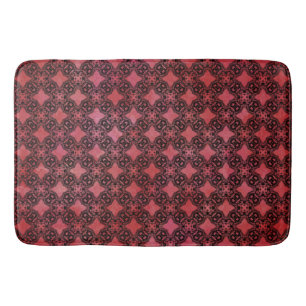 Black & Red Diamond Chains Pattern Bath Mat