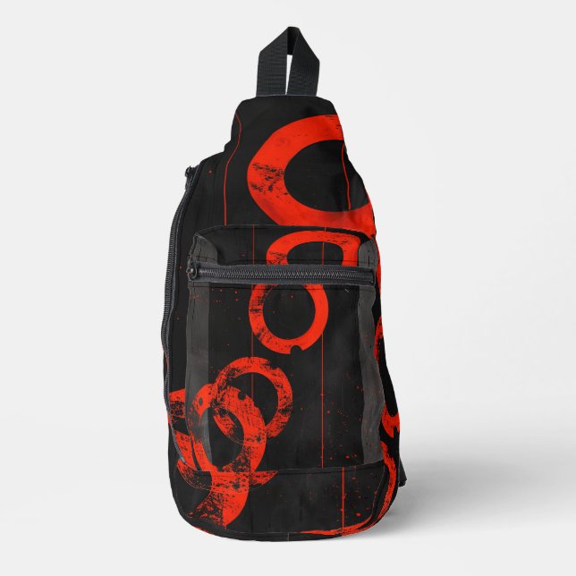 Black & Red Digital Art Sling Bag (Front)