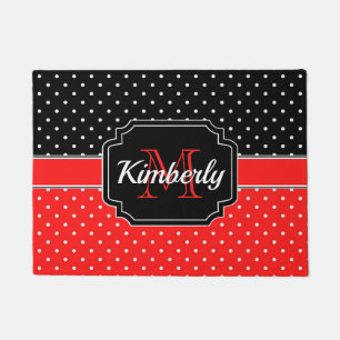 Black & Red Dots Pattern Doormat