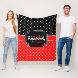 Black & Red Dots Pattern Fleece Blanket