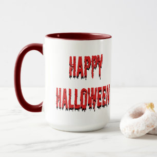 Black red dripping type minimal happy Halloween Mug