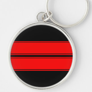 Black Red Dual Racing Stripes Keychain