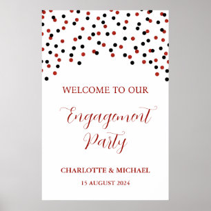 Black Red Engagement Party Custom 20x30 Poster