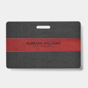 Black & Red Faux Leather ID Badge