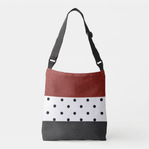 Black/Red Faux Leather Polka Dots - Tote Bag