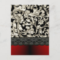 Black & red floral damask pattern