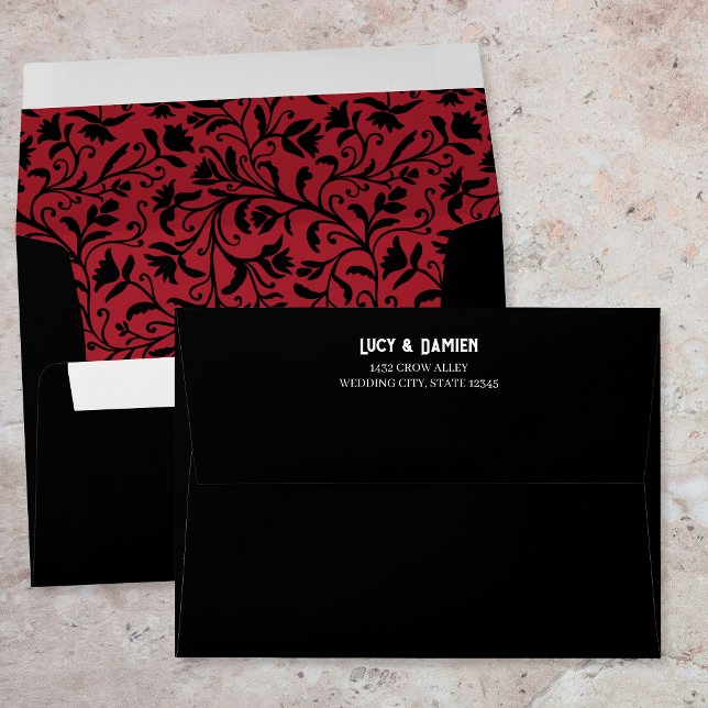 Black Red Floral Goth Wedding Envelope (Creator Uploaded)