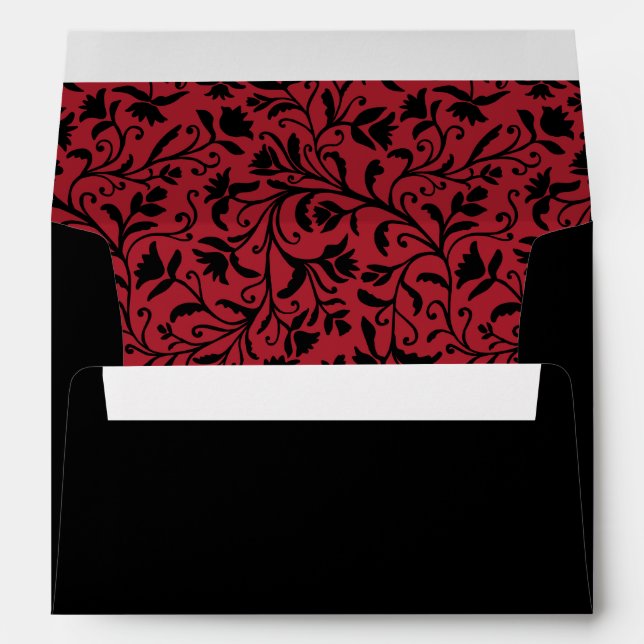 Black Red Floral Goth Wedding Envelope (Back (Bottom))