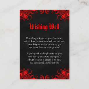 Black Red Floral Gothic Wedding Wishing Well Enclosure Card