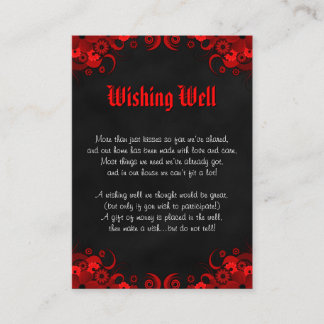 Black Red Floral Gothic Wedding Wishing Well Enclosure Card