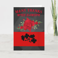Black Red Floral Teacher Modern Chic Appreciation