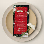 Black Red Flowers Wedding Menu<br><div class="desc">Black Red Flowers Wedding Menu. Matching items available.</div>