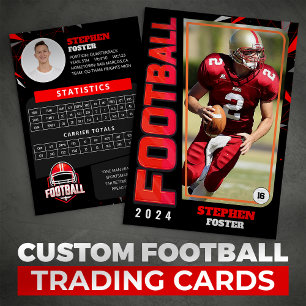 Black & Red Football Trading Card Custom Player