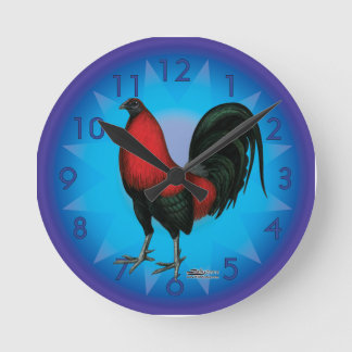 Black Red Gamecock Round Clock