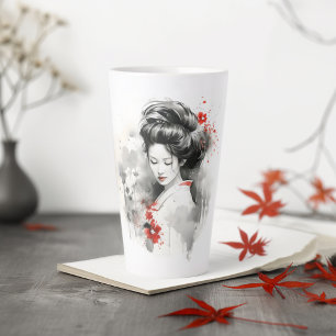 Black Red Geisha Latte Mug