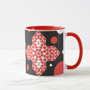 Black & Red Geometric Pattern Mug