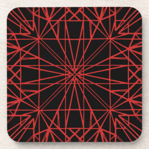 Black & Red Geometric Symmetry Coaster