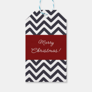 Black & Red geometrical pattern Christmas tags