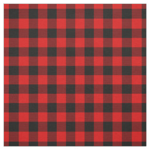 Black Red Gingham Checks Tartan Squares Pattern Fabric