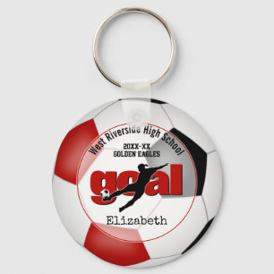 black red girls soccer goal team spirit sports key ring