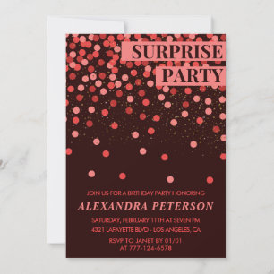 Black Red Glitter Surprise birthday 97th birthday Invitation