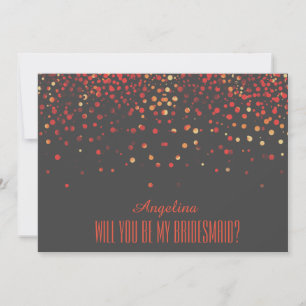 Black Red Glitter Will you be my bridesmaid? Invitation