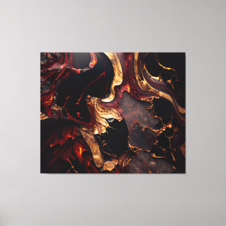 Black Red & Gold Abstract Canvas Print