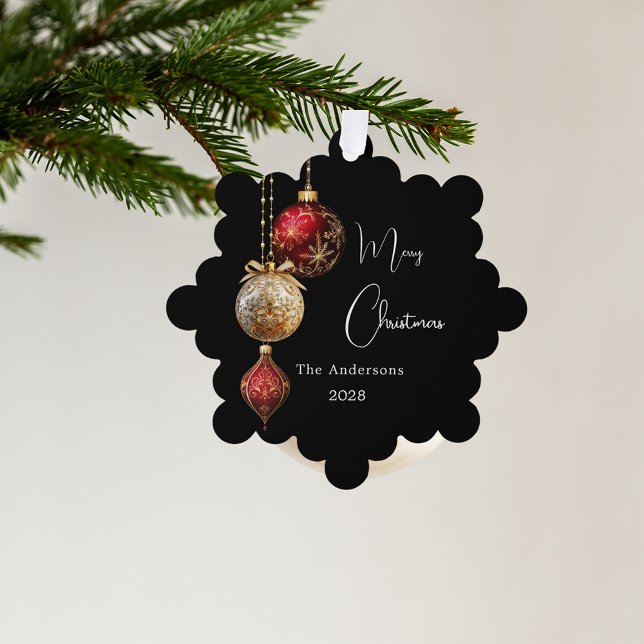 Black red gold baubles Christmas decor Tree Decoration Card (Creator Uploaded)