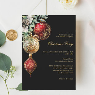Black red gold business Christmas Party Invitation