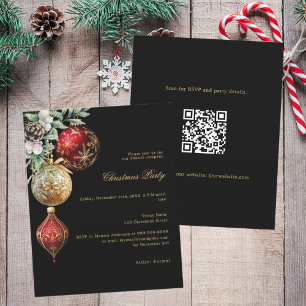 Black red gold business QR Christmas invitation
